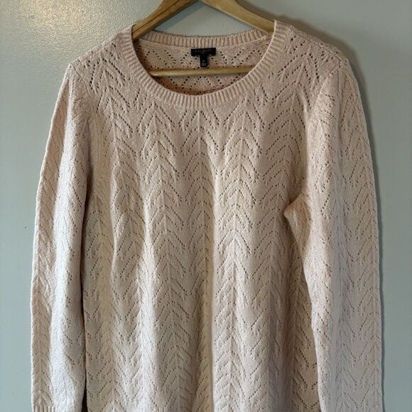 Talbots Womens Sweater Peach Beige Textured Long Sleeve Pullover Sz 1X - Picture 2 of 7